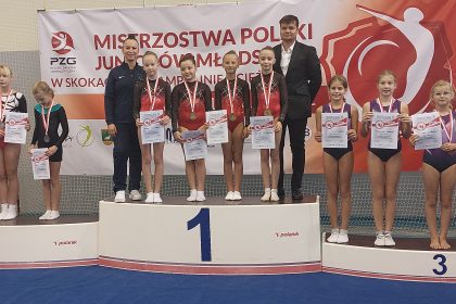 Ogromny sukces🥇💪 młodych Trampolinistów na Mistrzostwach Polski Juniorów Młodszych w Wilkowicach 15-16.10.2022r.