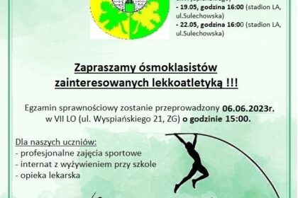 Zapraszamy ósmoklasistów zainteresowanych lekkoatletyką!